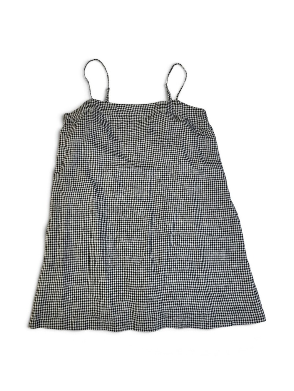 Quince 100% European Linen Mini Skort Dress Classic Mini Gingham Black White M